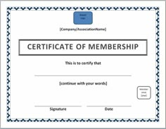 a certificate for a member of the company that is being used to write and print