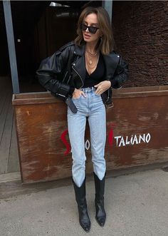 Fall Black Cowboy Boots Outfit, Black Cowboy Boots With Jeans, Cowboy Boots Pants, Black Cowboy Boots Winter Outfit, Black Cowboy Boots Outfit Fall 2023, Cowboy Black Boots Outfit, Black Cowboy Boots Outfit Jeans, Edgy Cowboy Boots Outfit, Leather Pants And Cowboy Boots