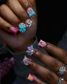 Hello Kitty Nails, Dope Nail Designs, Unique Acrylic Nails, Short Acrylic Nails Designs, Pink Acrylic Nails, Square Acrylic Nails