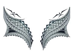 two wings that are made out of silver foil on a white background, each with an intricate pattern