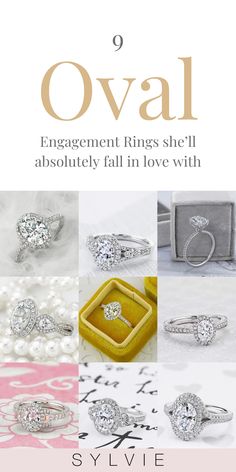 an advertisement for engagement rings, with the title'engagement rings she'll absolutely fall in love with '