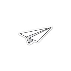 an airplane sticker is shown on a white background with the word paper planes written below it