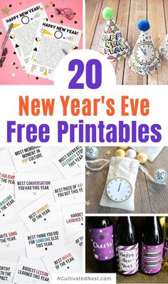 new year's eve free printables for kids and adults to use on the table