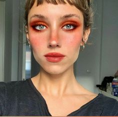 Orange Makeup, Swag Makeup, Unique Makeup, Glam Makeup, Eyeshadow Looks, Creative Makeup, Pretty Makeup