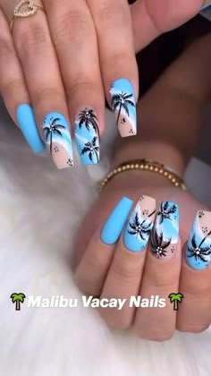 Trending Nail Designs 2023 Summer, Tropical Drink Nail Art, Summer Holiday Nail Designs, Island Nails Designs, Caribbean Nails Designs, Unique Nail Designs Summer, Vaca Nails, Nail Holiday, Vacay Nails