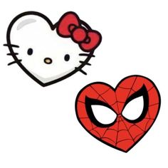 hello kitty and spider - man face with the same image as it appears to have been drawn