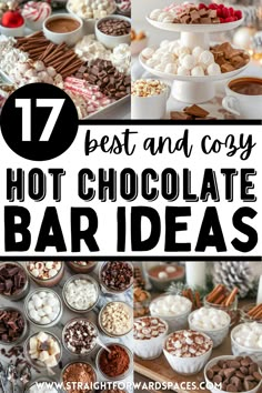 hot chocolate bar with text overlay that reads 17 best and cozy hot chocolate bars