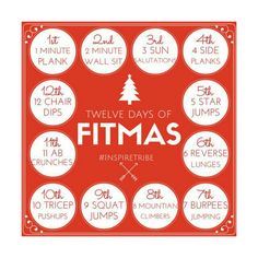 the twelve days of fitmas poster with instructions for each individual to use in their workout routine