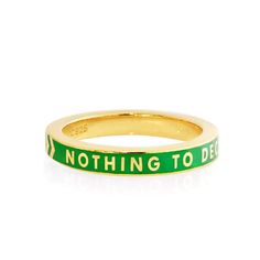 Green Enamel Gold Ring, Nothing to Declare* – JET SET CANDY Modern Royalty, Hometown Pride, Travel Charms, Dope Jewelry, Jewelry Lookbook, Enamel Ring, Put A Ring On It, Travel Inspired, Green Enamel