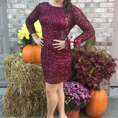 Size 8 Scala Homecoming Long Sleeve Dress. Worn Once. Long Sleeve Sequin Dress For Homecoming Party, Long Sleeve Homecoming Dresses For Party Season, Red Long Sleeve Mini Dress For Prom, Fall Prom Mini Dress, Fall Mini Dress For Prom, Fall Prom Midi Dress Fitted, Fitted Midi Dress For Fall Prom, Fitted Fall Midi Dress For Prom, Formal Sequined Dresses For Fall