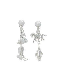 silver-tone palladium drop design swan and boot charm single earring butterfly fastening Marni Jewelry, Earring Butterfly, Swan Earrings, Earring Silver, Drop Design, Demi Fine Jewelry, Fine Earrings, Single Earring, Ballet Flat Shoes