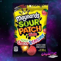 Maynard's Sour Patch Kids - Sour Cherry Blasters - 185g (Canada) - Galactic Snacks BuySnacksOnline.com Sour Patches, Sour Gummy Bears, Exotic Snacks, Fish Candy, Wine Gums, Online Candy Store, Tartaric Acid, Retro Candy, Cherry Candy