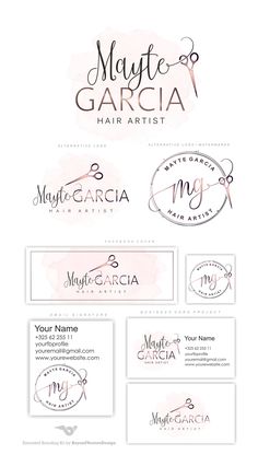 the logo and business card design for maytee garcia hair artist