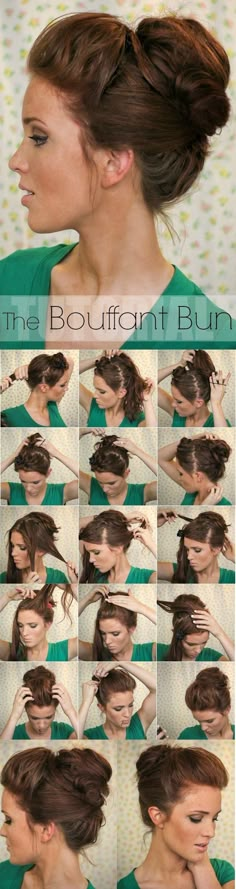 Super Easy Updo Hairstyles Tutorials: Bouffant Bun Easy Updo Hairstyles Tutorials, Sanggul Modern, Updo Hairstyles Tutorials, Easy Updo Hairstyles, Easy Bun Hairstyles, Hair Bun Tutorial, Fishtail Braid