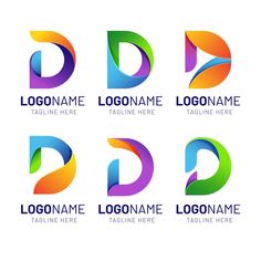 abstract letter d logo design with different colors and shapes for business, company or brand