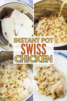 instant pot swiss chicken is being cooked in an instant pot