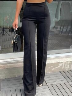 Formal Pants Women High Waist Black, High Waisted Straight Pants, Ultra High Waisted Pants, Black Pants Wide Leg Outfit, Goth Outfit Inspiration, Real Estate Outfits, Wide Leg Pants High Waisted, Hippie Goth, 2023 Clothes