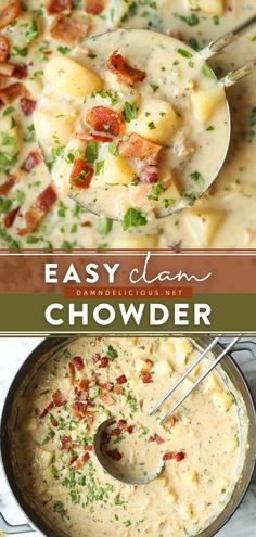 EASY CLAM CHOWDER Canned Clam Recipes, Best Clam Chowder Recipe, Homemade Clam Chowder, Canned Clams, Clam Chowder Soup, Clam Chowder Recipe, Easy Soup Recipe, Chowder Recipes Seafood, Chowder Soup