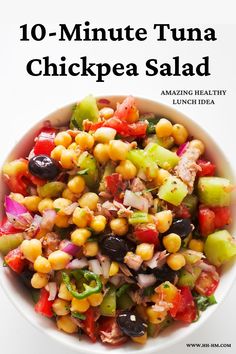 a white bowl filled with chickpea salad