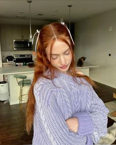 ❀ kennedy walsh Cute Ginger, Winter Sweater Outfits, Purple Outfits, Auburn Hair, I Care, Purple Hair, Looks Vintage