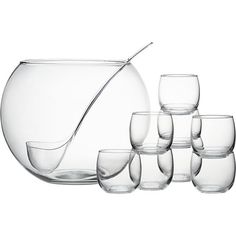 a set of six glasses and a pitcher