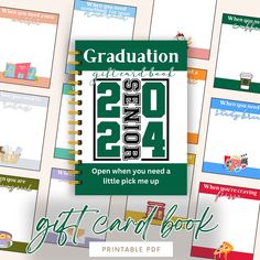 the graduation gift card book is open and ready to be filled with cards for students