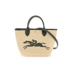 Crafted from straw-effect canvas, the Le Panier Pliage S Basket bag by Longchamp features a stunning horse embroidery on the front. It is secured with a gold-tone metal snap-buttoned closure and boasts a fabric lining, leather trim, and handle. For added versatility, it also comes with a leather shoulder strap adorned with gold-finished metalware. Horse Embroidery, Longchamp Bag, Longchamp Handbags, Duffel Bag Backpack, Woman Bags Handbags, Business Bag, Basket Bag, Best Bags, Flat Espadrilles