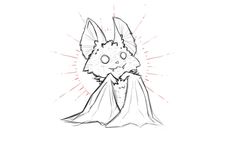 a drawing of a cat with a cape on it's head