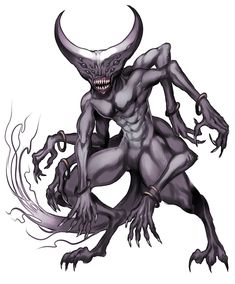 an image of a demonic creature with horns and claws