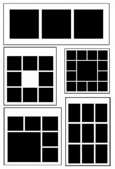 four different black and white squares are shown in the shape of rectangles on a white background