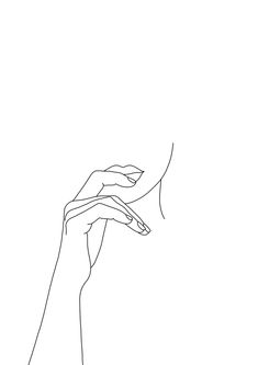 a drawing of a hand holding something in it's left hand with the other hand