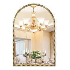 PRICES MAY VARY. Beaded Border Metal Mirror - This decorative wall mount mirror features rounded arch shape, solid beaded design and antique dark gold finish of frame, which completes a classic-style decor. The composite frame construction ensures durability and stability. Besides, a sleek silhouette features a rounded top and straight bottom edge, adding to an artistic effect. 36"x24" Arch Wall Mirror - 24x36 inches mirror is the most standard size to put anywhere in your space. The large bathr Delta Champagne Bronze, Gold Vanity Mirror, Wall Mount Mirror, Arched Wall Mirror, Large Bathroom Mirrors, Beaded Frame, Arched Wall, Arch Shape, Mirror For Bathroom