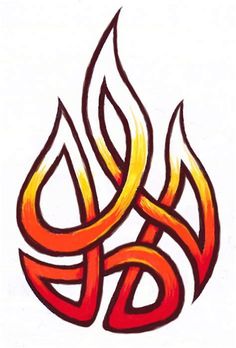 an orange and red fire symbol with flames on the bottom, as if it were in flame