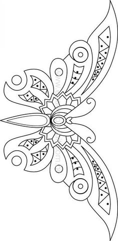 a black and white drawing of a flower with an intricate design on the top corner