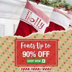 christmas stockings with the words font up to 90 % off