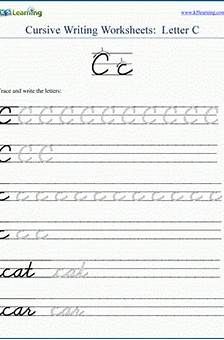 cursive writing worksheet letter c with capital and lowercase letters on it