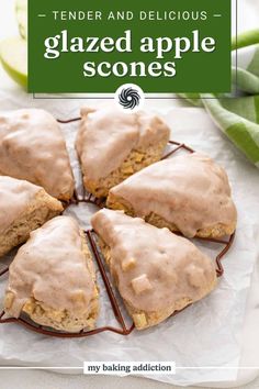 some kind of baked apple scones with icing on top