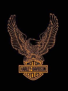 an eagle with the words harley davidson cycles on it's chest and wings in gold