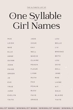 the ultimate list of one sylabe girl names