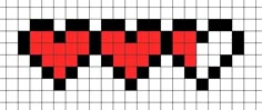 a cross stitch pattern with hearts in the middle and black and white squares on each side