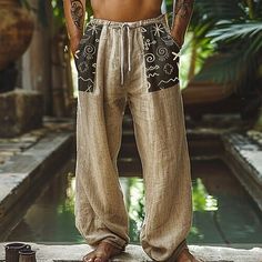 Season:Spring,Summer; Fabric:Polyester; Gender:Men's; Style:Holiday; Elasticity:Inelastic; Fit Type:Relaxed Fit; Waistline:Mid Waist; Pattern:Print; Pants Type:Casual Pants; Front page:FF; Listing Date:05/17/2024; Print Type:3D Print Leisure Bottoms With Pockets For Vacation, Vacation Leisure Bottoms With Pockets, Beachwear Bottoms For Spring Leisure, Spring Beachwear Bottoms For Leisure, Khaki Bottoms For Summer Leisure, Khaki Bottoms For Leisure In Summer, Non-stretch Leisure Bottoms For Summer, Baggy Casual Summer Pants, Casual Baggy Pants For Summer