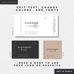 some type of business cards with different font and colors