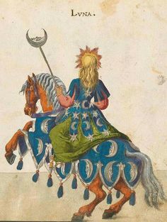 an illustration of a woman riding on the back of a horse with a spear in her hand