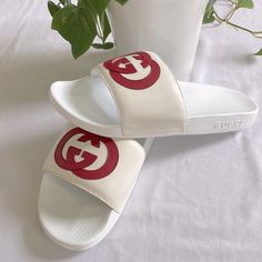 New Men’s Gucci Slides White & Red Interlocking Gg Size 7 Slides Sandals Platform, Leather B Designer Cloud, Poole, Gucci Bloom, J Gucci Yeezy Dior Tory Burch, Nike, Adidas, Chanel Fendi, Louis Vuitton, Coach Burberry, Prada, Steve Madden Versace Balenciaga Ugg Golden Goose Kappa Givenchy Sam Edelman Michael Kors Valentino, Lululemon Athletica Vans Hermes Chole Hoka Mcm Black Jordan Chaco White Flat Gucci Slides, White Gucci Slip-on Slides, White Designer Gucci Slides, Designer White Gucci Slides, Luxury Red Gucci Slides, Designer White Leather Slides, Casual Red Gucci Slides, Red Gucci Slides With Branded Insole, Red Gucci Slides With Round Toe