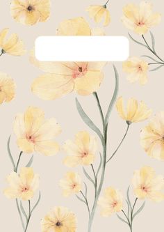 an image of yellow flowers on a pink background with a white rectangle in the middle