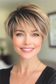 Save this pin for the best pixie hairstyles with bangs. Looking for a chic update? This pixie with bangs hairstyle brings the wow factor. The tapered cut creates a sleek shape, while highlights add brightness throughout the entire haircut. Short Thinning Hairstyles Over 50, Short Blonde Hair Cuts For Women, Pixie Hairstyles With Bangs, Bangs Hairstyle, Chic Short Haircuts, Chic Short Hair, Fine Straight Hair, Short Hair Trends