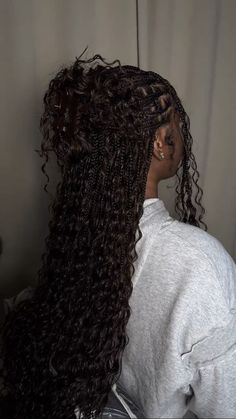 boho knotless braids with human hair Bohemian Braided Hair, Goddess Braids Hairstyles, Quick Braided Hairstyles, Protective Hairstyles Braids, Hairdos For Curly Hair, Girls Hairstyles Braids