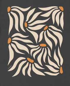 an orange and white pattern on a black shirt with long wavy lines in the center