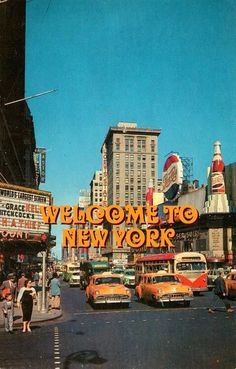 an old photo of the welcome to new york sign