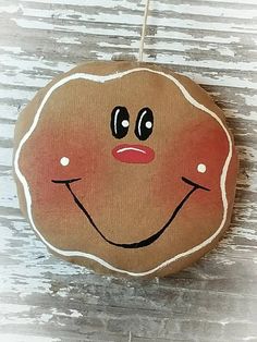 Acrylic Art Projects, Gingerbread Ornaments, Christmas Rock, Ornament Tree, Wood Slice Ornament, Painted Wood Signs